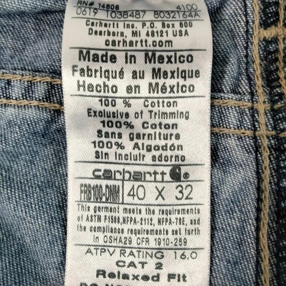 Carhartt FR Men's 40X32 Blue Denim Relaxed Fit Flame Resistant FLAWS - Picture 11 of 16